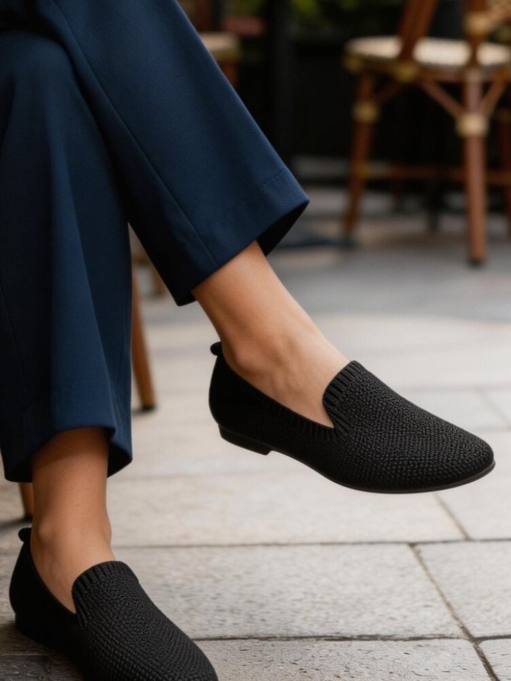 Danskin Black Slip-On Knit Loafers